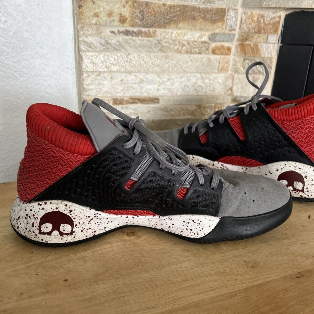 Adidas Pro Vision‎ Men's Basketball Shoes Grey Burgundy Skull G27754 Size 10.5 - Picture 4 of 11